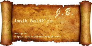 Janik Balázs névjegykártya